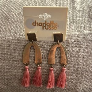 Boho Pink Drop Tassel Earrings